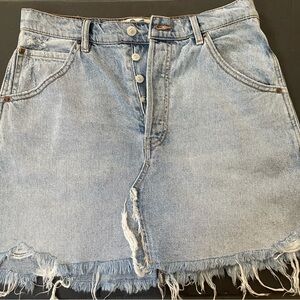 Free People Light Blue Distressed Denim Mini Skirt